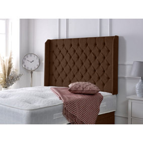 Chesterfield Winged Chenille 3ft Single 36" Headboard - Brown