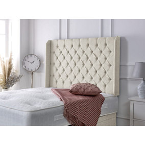 Chesterfield Winged Chenille 3ft Single 36" Headboard - Cream