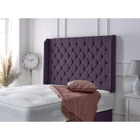Chesterfield Winged Chenille 3ft Single 36" Headboard - Purple