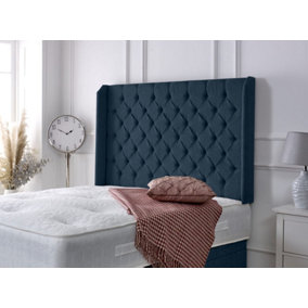Chesterfield Winged Chenille 6ft Super King 36" Headboard - Blue
