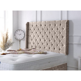 Chesterfield Winged Crushed Velvet 3ft Single 36" Headboard - Champagne