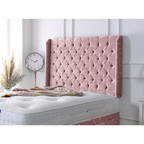 Chesterfield Winged Crushed Velvet 3ft Single 36" Headboard - Pink