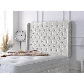 Chesterfield Winged Crushed Velvet 3ft Single 36" Headboard - White
