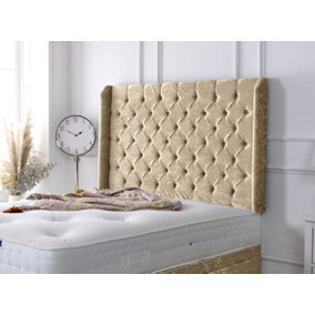Chesterfield Winged Crushed Velvet 4ft6 Double 36" Headboard - Gold