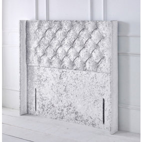 Chesterfield Winged Crushed Velvet 4ft6 Double 50" Floor Standing Headboard - White