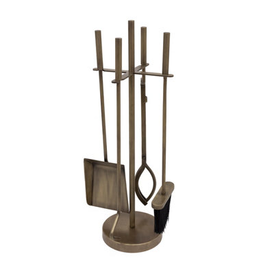 Chestnut Fireside Companion Set with Stand Poker Shovel Brush Tongs Tool Stand - 3