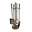 Chestnut Fireside Companion Set with Stand Poker Shovel Brush Tongs Tool Stand