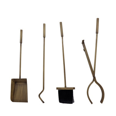 Chestnut Fireside Companion Set with Stand Poker Shovel Brush Tongs Tool Stand - 6