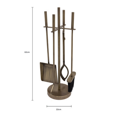 Chestnut Fireside Companion Set with Stand Poker Shovel Brush Tongs Tool Stand - 7