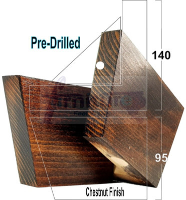 Chestnut Washed Wood Corner Feet 95mm High Replacement Furniture Sofa Legs Self Fixing Chairs Cabinets Beds Etc PKC300