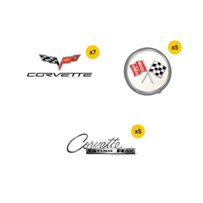 Chevrolet Corvette Deluxe Logo Stickers (Pack of 50) Multicoloured (One ...