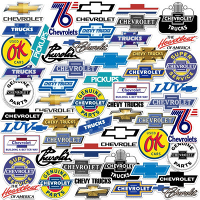 Chevrolet Deluxe Logo Stickers (Pack of 50) Multicoloured (One Size)