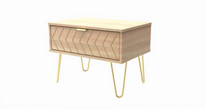 Chevron 1 Drawer Side Table in Bardolino Oak (Ready Assembled)