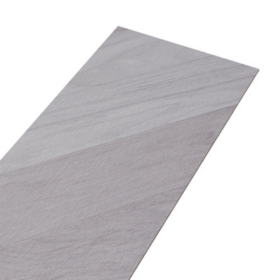 Chevron Patterned Light Grey Self-Adhesive PVC Flooring Planks 36pcs/pack