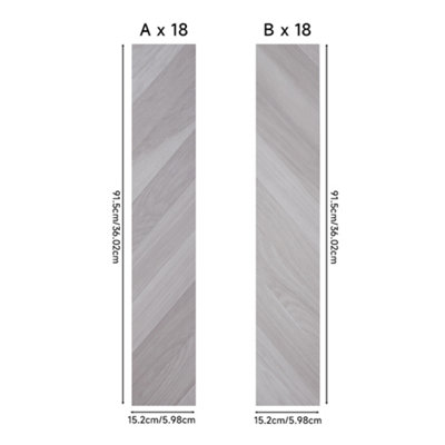 Chevron Patterned Light Grey Self-Adhesive PVC Flooring Planks 36pcs/pack