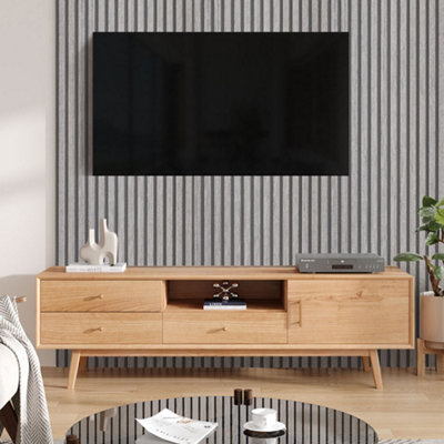 Chic 3D Wooden Slat Wallpaper, Non-Woven Paste for Stylish Wall Covering 10m x 60cm
