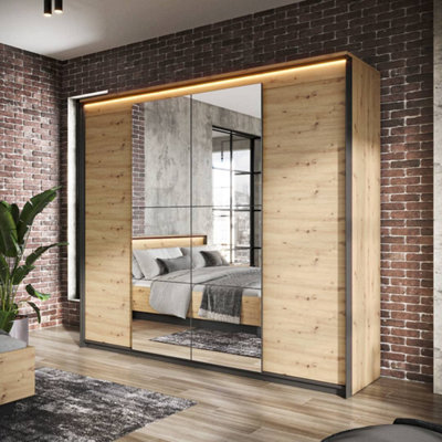 Chic and Spacious Quant 05 Mirrored Hinged Door Wardrobe  (H)2210mm x (W)2500mm x (D)630mm