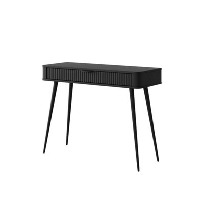 Chic Black Dressing Table H780mm W1000mm D380mm - Contemporary Design with Sleek Accents