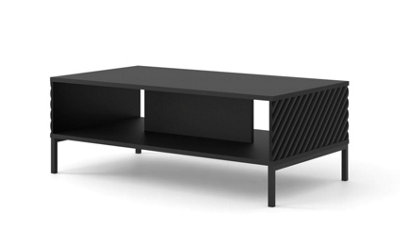 Chic Black Matt SURF Coffee Table with Black Legs - (H)430mm (W)900mm (D)600mm