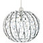 Chic Circular Ornate Easy Fit Pendant Shade with Clear Acrylic Beads and Strings