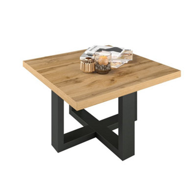 Chic Eko 98 Coffee Table 750mm in Oak Wotan & Black - Two-Tone Modern Accent H440mm D750mm