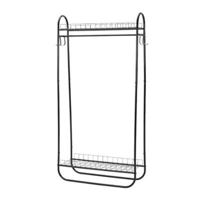 Chic Freestanding Clothes Rack Metal Clothes Rack in Black Without Wheels