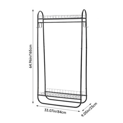 Chic Freestanding Clothes Rack Metal Clothes Rack in Black Without Wheels
