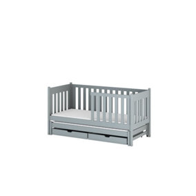 Chic Grey Kaja Single Bed with Trundle, Storage and Bonnell Mattresses  (H)860mm (W)1980mm (D)970mm, Perfect for Kids