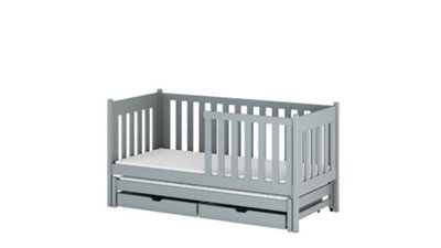 Chic Grey Kaja Single Bed with Trundle & Storage (H)860mm (W)1980mm (D)970mm, Perfect for Kids