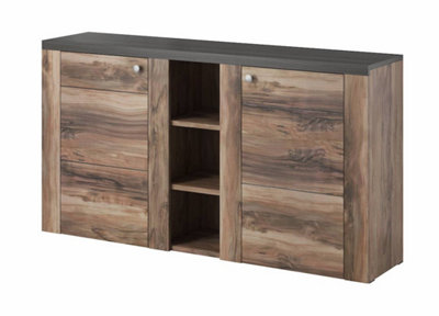 Chic Larona 26 Sideboard Cabinet 1550mm Oak Satin & Touchwood - Modern Elegance H850mm D370mm