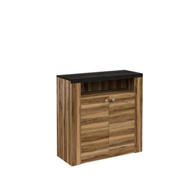 Chic Larona 27 Hallway Cabinet 840mm in Oak Satin & Touchwood - Modern Entryway Organiser H850mm D340mm