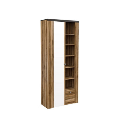 Chic Larona 87 Hallway Cabinet 800mm in Oak Satin & Touchwood - Modern Entryway Organiser H1900mm D340mm