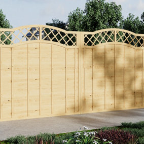 Chic Lattice Crowned Wooden Fence Panel for Enduring Garden Elegance 6ftx6ft