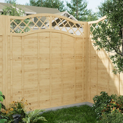 Chic Lattice Crowned Wooden Fence Panel for Enduring Garden Elegance ...