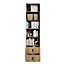 Chic Massi Bookcase in Natural Hickory & Alpine White - 550mm x 2000mm x 550mm with Drawers & Shelves