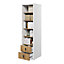 Chic Massi Bookcase in Natural Hickory & Alpine White - 550mm x 2000mm x 550mm with Drawers & Shelves