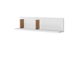 Chic Massi Wall Floating Shelf in Natural Hickory & Alpine White - 1200mm x 300mm x 220mm, Stylish Storage