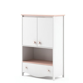 Chic Mia Sideboard Cabinet in White Matt & Pink - Versatile Storage (H)1310mm x (W)850mm x (D)410mm, Perfect for Kids