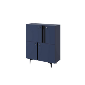 Chic Milano Highboard Cabinet in Navy - Elegant Storage Solution (H)1270mm (W)1050mm (D)410mm, Modern Design