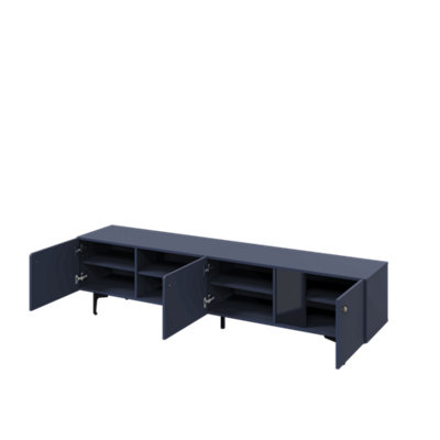 Chic Navy Milano TV Cabinet with Open Compartments - Modern and Elegant Entertainment Centre (H)500mm (W)2000mm (D)410mm