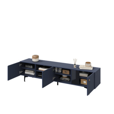 Chic Navy Milano TV Cabinet with Open Compartments - Modern and Elegant Entertainment Centre (H)500mm (W)2000mm (D)410mm