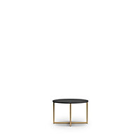 Chic Pula Coffee Table 60cm - Modern Black Portland Ash with Gold Accents - W600mm x H390mm x D600mm