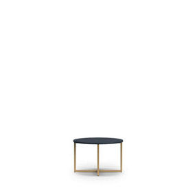 Chic Pula Coffee Table 60cm - Modern Navy with Gold Accents - W600mm x H390mm x D600mm