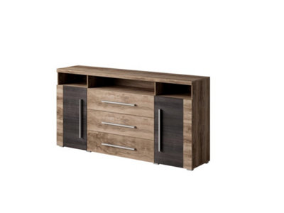 Chic Roger 25 Sideboard Cabinet 1820mm in Oak Satin & Touchwood - Modern Elegance H920mm D390mm