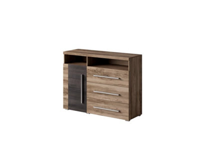 Chic Roger 47 Sideboard Cabinet 1190mm in Oak Satin & Touchwood - Contemporary Elegance H920mm D390mm