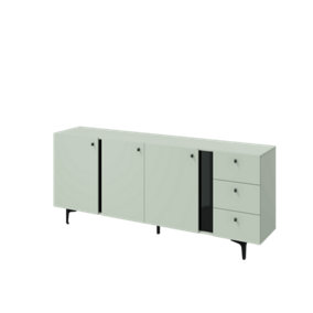 Chic Sage Green Milano Sideboard with Drawers and Shelves - Elegant & Functional (H)840mm (W)2000mm (D)410mm, Contemporary Flair