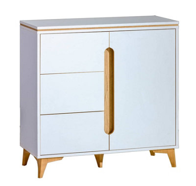 Chic Storage Solution: Gappa Sideboard Cabinet in White & Mountain Ash, H906mm W901mm D400mm