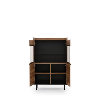 Chic Vasina 10 Display Cabinet - Oak Castello & Black Matt with Modern ...