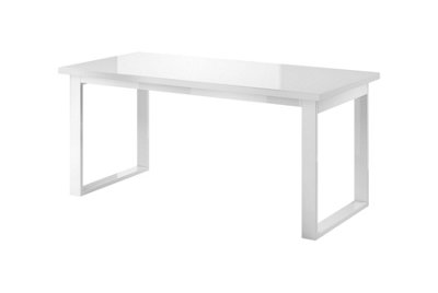 Chic White Helio 92 Extending Dining Table, Tempered Glass Front, Seats 4-6, H750mm W1700-2250mm D800mm