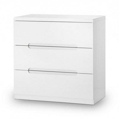 Chic White High Gloss 3 Drawer Chest